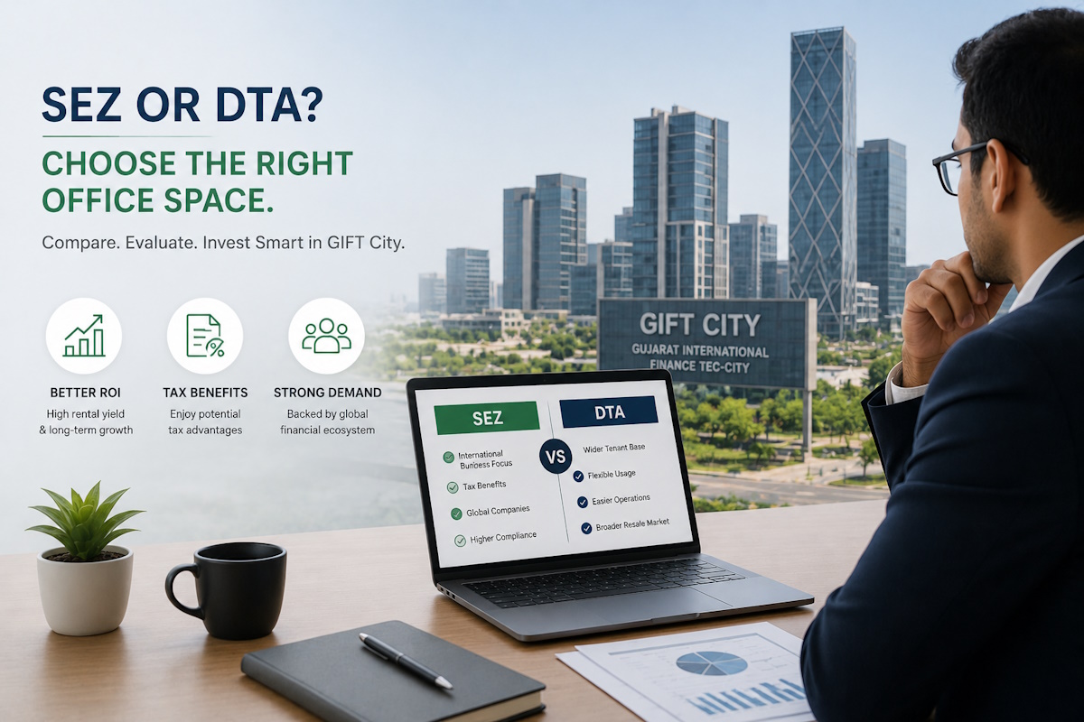 GIFT City DTA vs SEZ office space